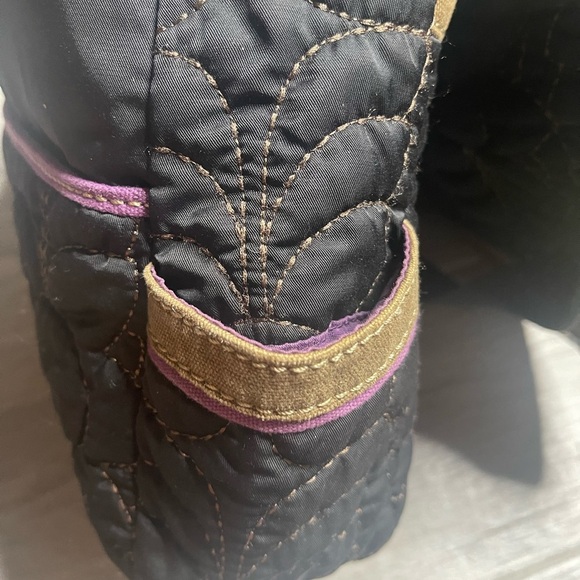 Fossil Key Per Black Quilted Messenger laptop bag satchel crossbody strap - Picture 9 of 11